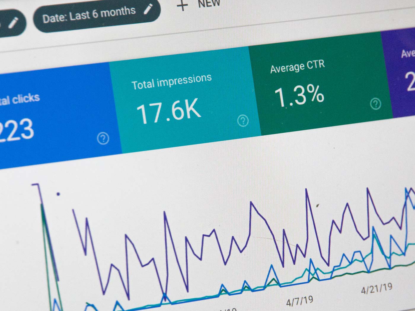 Website impressions on computer screen